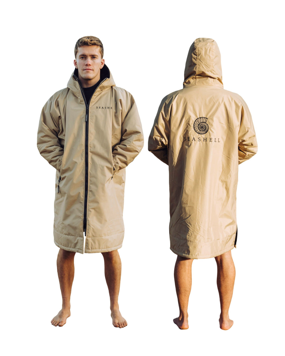Changing Robe Sand – front and back view male model