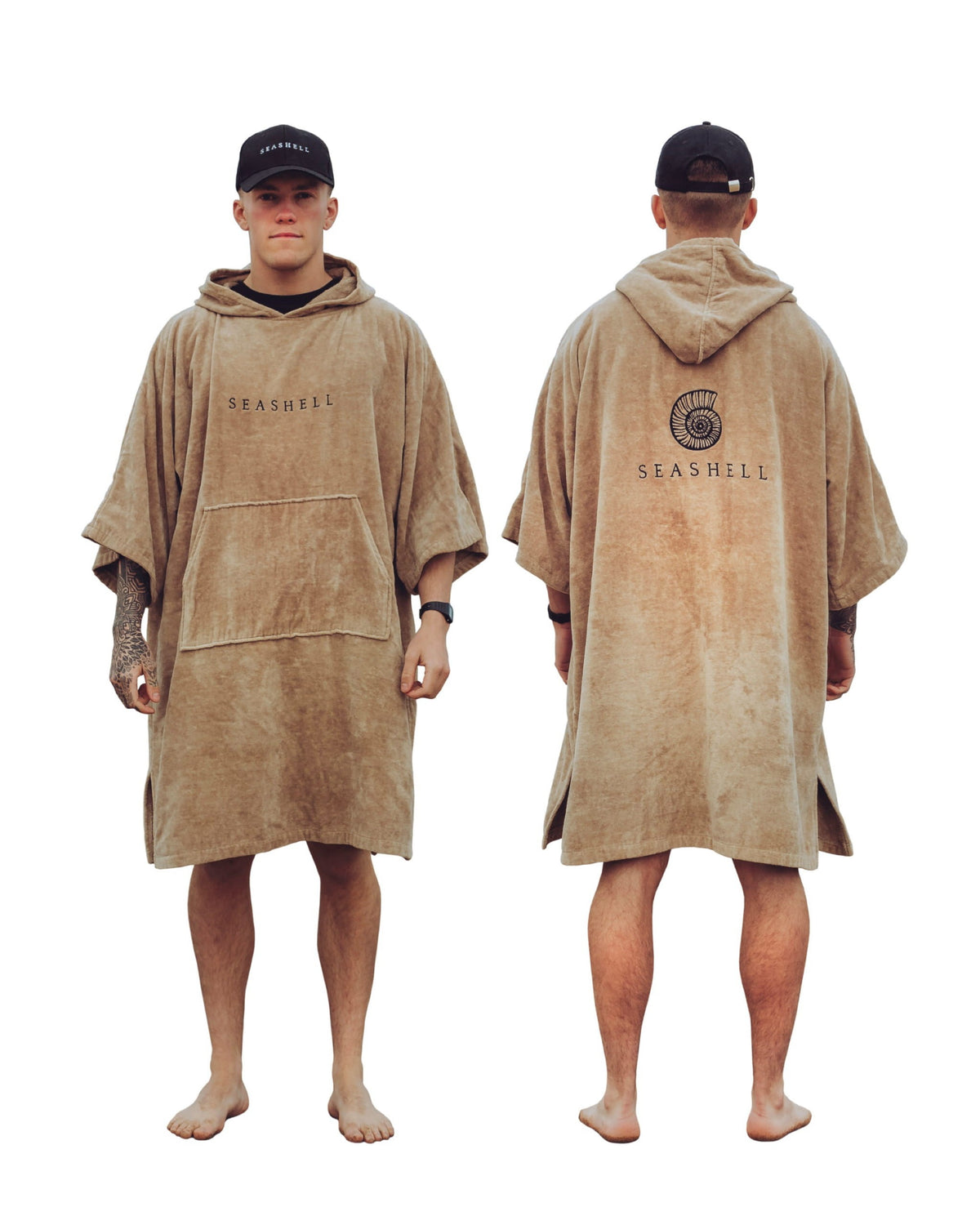 Organic Cotton Towelling Robe Sand – male model