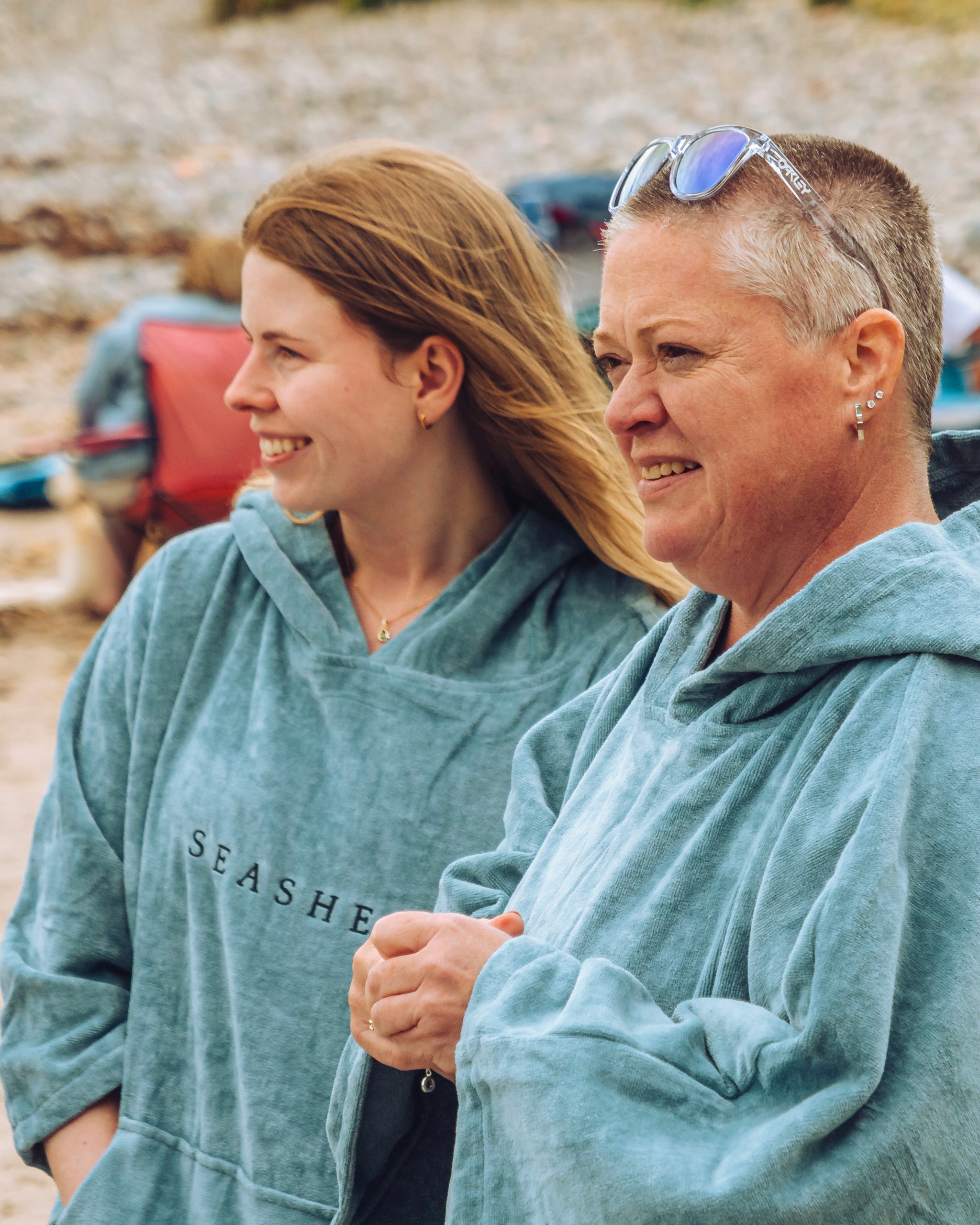 Organic Cotton Towelling Robe Teal – female model