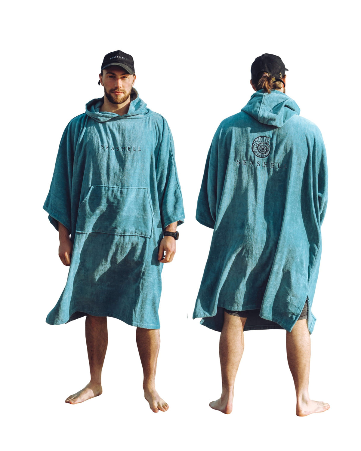 Organic Cotton Towelling Robe Teal – male model