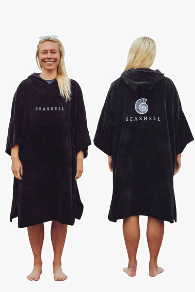 Organic Cotton Towelling Robe - Black – Post-Swim