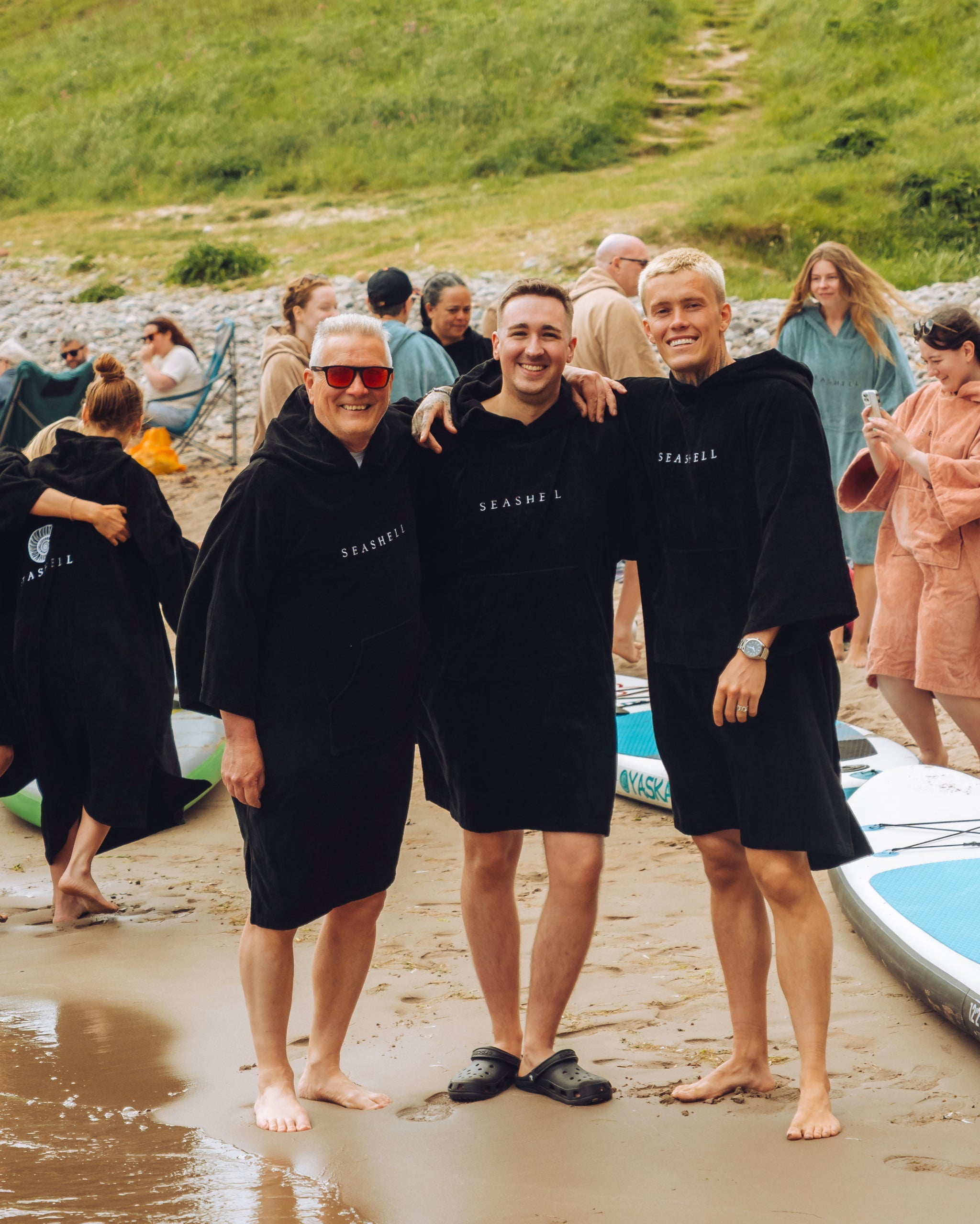 Organic Cotton Towelling Robe Black – male model