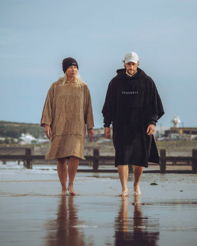 Organic Cotton Towelling Robe Black – male model