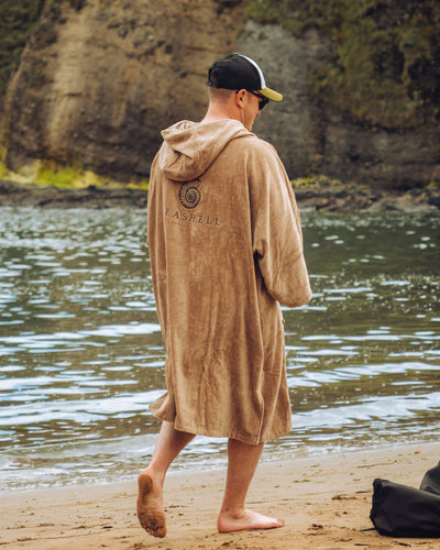 Organic Cotton Towelling Robe Sand – male model