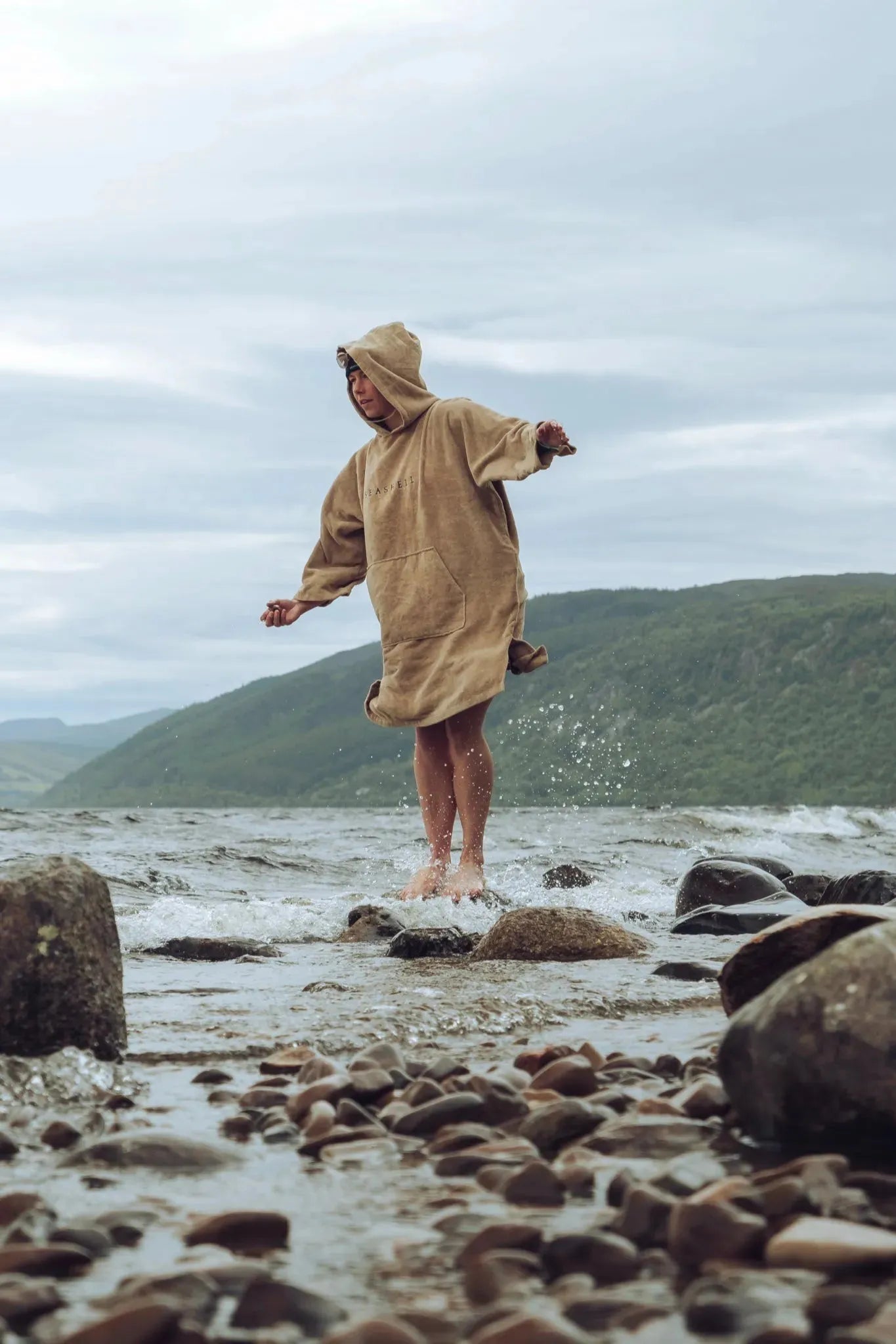 Organic Cotton Towelling Robe Sand - SEASHELL®
