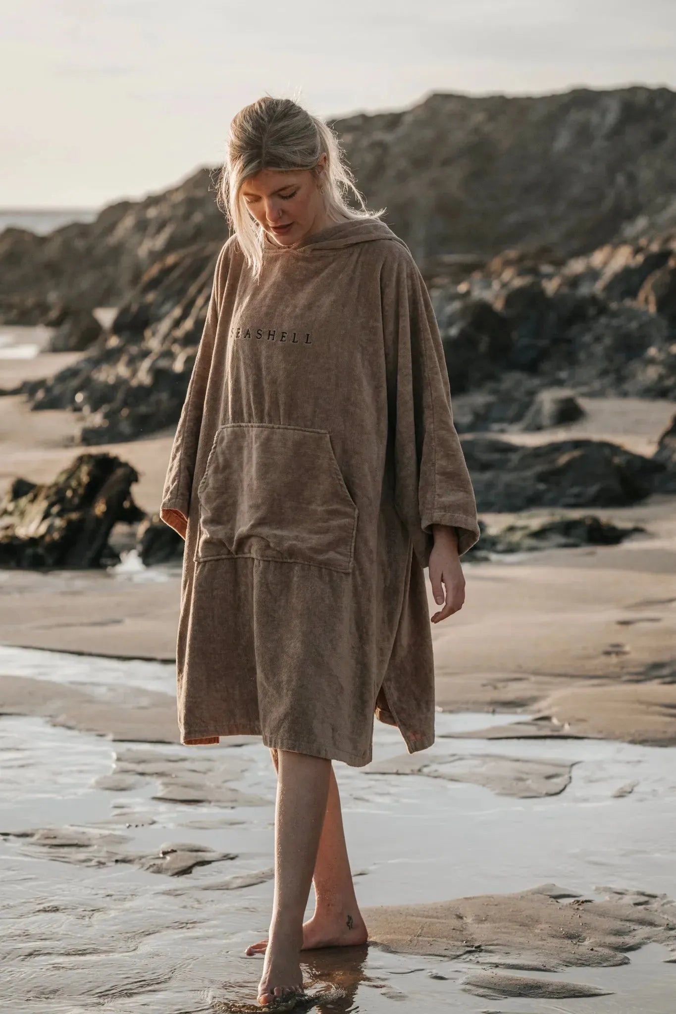 Organic Cotton Towelling Robe Sand - SEASHELL®
