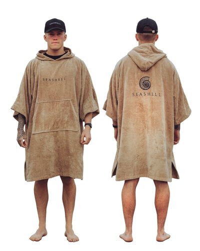 Organic Cotton Towelling Robe Sand – male model