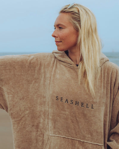 Organic Cotton Towelling Robe Sand – male model
