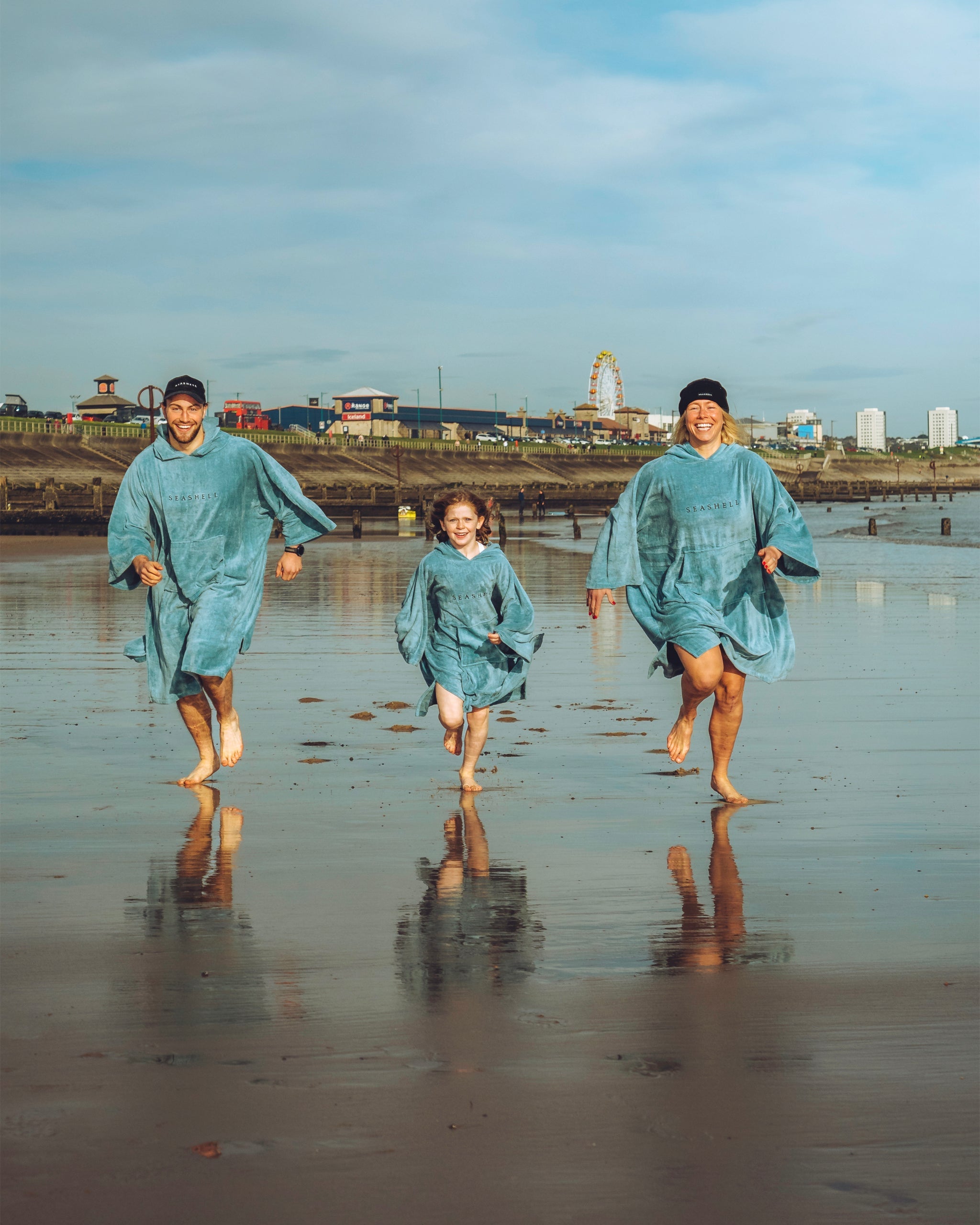 Organic Cotton Towelling Robe Teal – female model